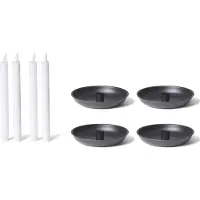 Novaliv 4X kandelaars, staafkaarsenhouders, ZWART 13 cm met LED-staafkaarsen, premium echte waskaarsen, vlamloos, elektrisch, Kerstmis, kersttafeldecoratie, moderne woonkamer, scandinavische chic