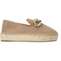 Manfield Taupe suède espadrilles met chain | Maat 38