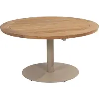 4SO Saba low dining teak tafel 130 Ø cm met latte onderstel