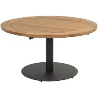4SO Saba low dining teak tafel 130ØxH69 cm met antraciet onderstel