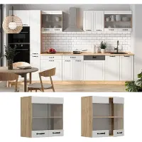 Vicco R-Line Glazen keukenkast – 60 cm Wit Landhuis
