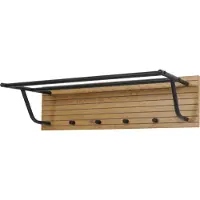 MCW Wandkapstok -N78, 2 kledingstangen 4 haken, Scandinavische stijl metaal hout melamine MVG 20x80x27cm ~ naturel
