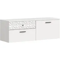 Xonox Home Prisma schoenenkast 2 schuifdeuren, 1 vouwdeur, 2 lades, 1 plank wit.