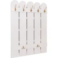 MCW Wandkapstok -N95, kapstokpaneel, paulownia 7 haken 86x60cm ~ wit