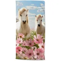 Good Morning strandlaken Philou - paarden - Polyvelours (75x150 cm)