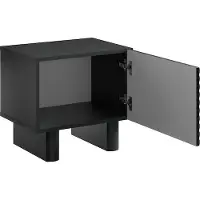 Vente-unique Set van 2 nachtkastjes met 1 deurtje - MDF - Zwart - LUDIMA