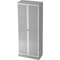 Hjh OFFICE PRO SIGNA K 6100G SG - Grijs/Zilver Hoogte van de map | 5 OH met knop Kast met matglazen deuren