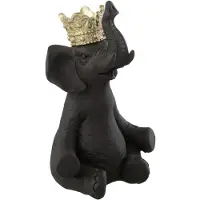 J-Line Olifant kroon resine zwart/goud small