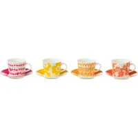 J-Line Set 4 tassen + schotel doos keramiek mix small
