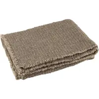 J-Line plaid gerafelde randen katoen/polyester taupe 180x130x1cm