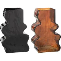 J-Line Vaas grillig glas camel/donker bruin large assortiment van 2