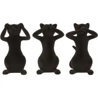 J-Line Kat horen/zien/zwijgen poly zwart large assortiment van 3
