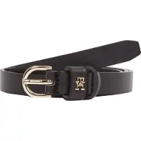 Tommy Hilfiger Tommy Hilfigervoor vrouwen. AW0AW17246 Essentiële leren riem met monogram TH zwart (80cm), Casual, Leer