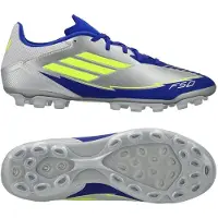 Adidas Herenschoenen F50 League Messi La Vida Rapida AG Kunstgras Voetbalschoenen Silver Metallic/Solar Yellow/Lucid Blue