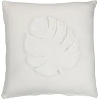 Jline Kussen blad vierkant polyester wit