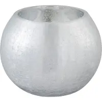 J-Line Windlicht bol craquele glas mat/blinkend zilver medium
