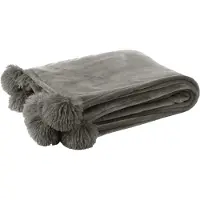 J-Line Plaid Pompom Grijs 170 X 130 Cm