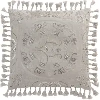 J-Line kussen marokkaans met kwasten velvet 45x45x2cm