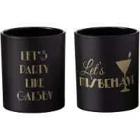 J-Line T-lichthouder gatsby glas mat zwart/goud assortiment van 2