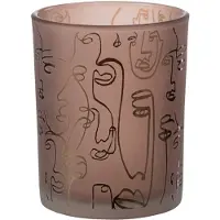 J-Line Windlicht happy faces glas terracotta medium