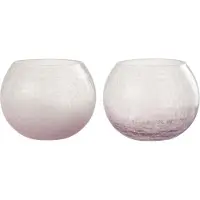 J-Line Windlicht bol craquele glas paars medium assortiment van twee