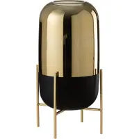 J-Line Windlicht op voet glas goud large