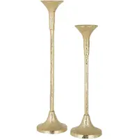J-Line set van twee kandelaars marie aluminium mat goud 11.5x11.5x47cm