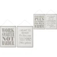 Jline Plakkaat work options engels/frans metaal wit/grijs assortiment van 2