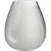 J-Line Vase checkered glass transparent large