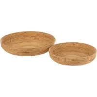 J-Line Set van 2 schalen rotan naturel