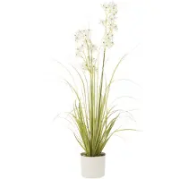 J-Line Sierui in kunststof pot groen/wit 35x35 cm - Witte Allium bloemen