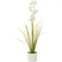 J-Line 33030 Allium In Pot Plastiek Groen/Wit Small - 15 x 15 x 92 cm