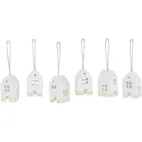 J-Line Doos van 6 hanger huis katoen mache wit met goud