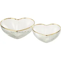 Jline Set van twee aperoschaaltjes hart glas goud/transparant