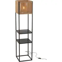 J-Line Lamp square iron/jute natural/black