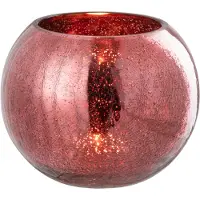 J-Line Theelichthouder bal craquelé glas roze large
