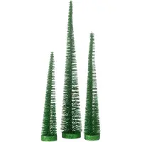 J-Line Doos met 3 kerstboom decoratief glitter plastiek groen