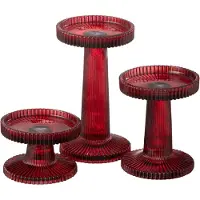J-Line Set van 3 kaarshouder nelly glas rood