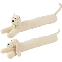 J-Line tochtrol Hond/Kat Bouclé Ecru - set van 2 - 84 x 10 x 23 cm