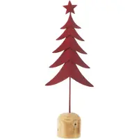 J-Line Kerstboom op voet+ster metaal/hout rood large