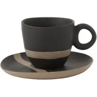 Jline Kop+schaal keramiek zwart/taupe