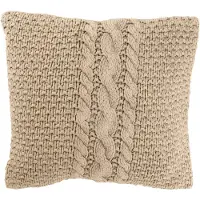 J-Line kussen gebreid+vlecht katoen gewassen 50x50x12cm