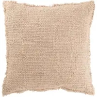 J-Line Cushion frayed edges cotton/polyester beige