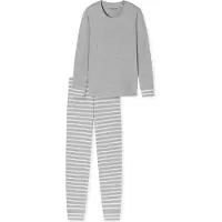 Schiesser Pyjama ' Casual Essentials ' grijs gemêleerd / wit