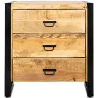 Benoa Mangohout kastje 3 lades Industrieel Design 80 cm - Mangohout en Staal