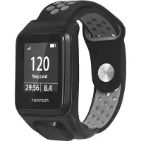 Strap-it Siliconen Smartwatch bandje - Geschikt voor TomTom Runner 3 sport bandje - zwart/grijs - Horlogeband / Polsband / Armband