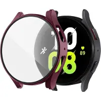 Strap-it Hard case bescherming - Stevig PC hoesje met glasplaat geschikt voor Samsung Galaxy Watch 5 44mm - bordeaux