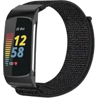 Strap-it Nylon Smartwatch Bandje – Geschikt voor Fitbit Charge 5 / Fitbit Charge 6 – Zwart – Horlogeband - Polsband - Armband – Ademend - Duurzaam - Verstelbaar - Comfortabel