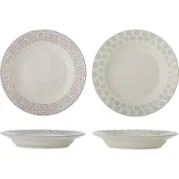 Bloomingville 4x Bloomingville Patrizia Pasta Bord, Groen, Steengoed, Bord, Groen