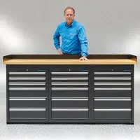Datona Werkbank PRO - bamboe werkblad - 18 lades - 200 cm - Zwart